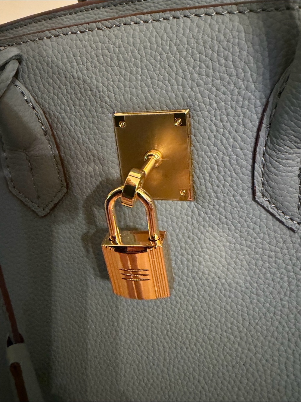Luxury Real Leather 30cm Satchel in Light Blue with Gold Hardware - Picture 8 of 11